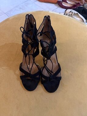 Acquazzura Black Suede Lace-Up High Heel Sandals. Great Condition